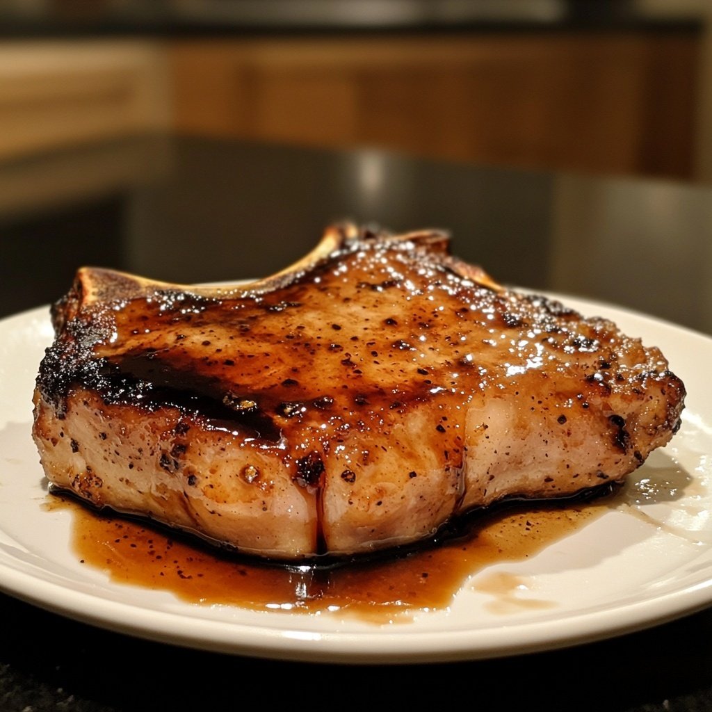 Pork Chop with Balsamic Maple Glaze