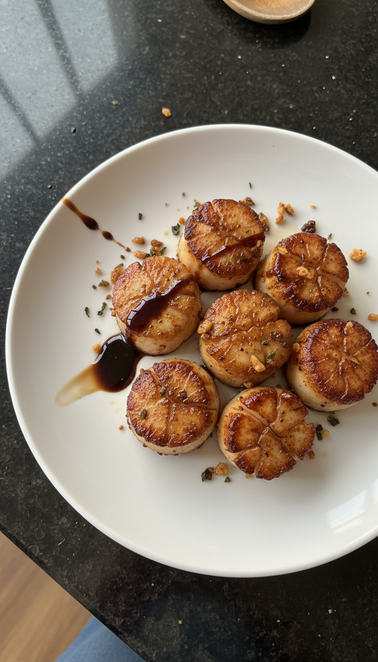 Balsamic Glazed Seared Scallops