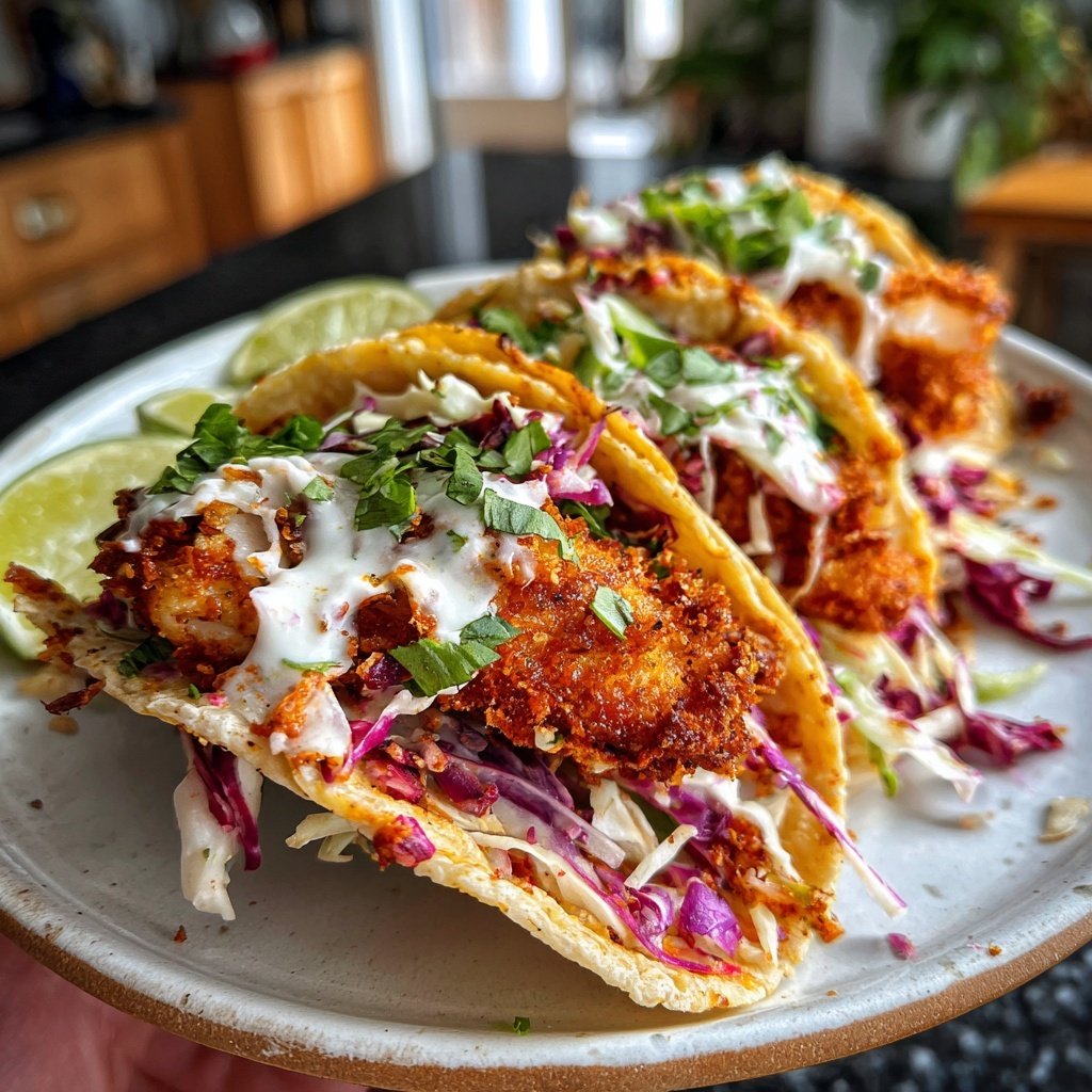 Fish Tacos with Lime Crema