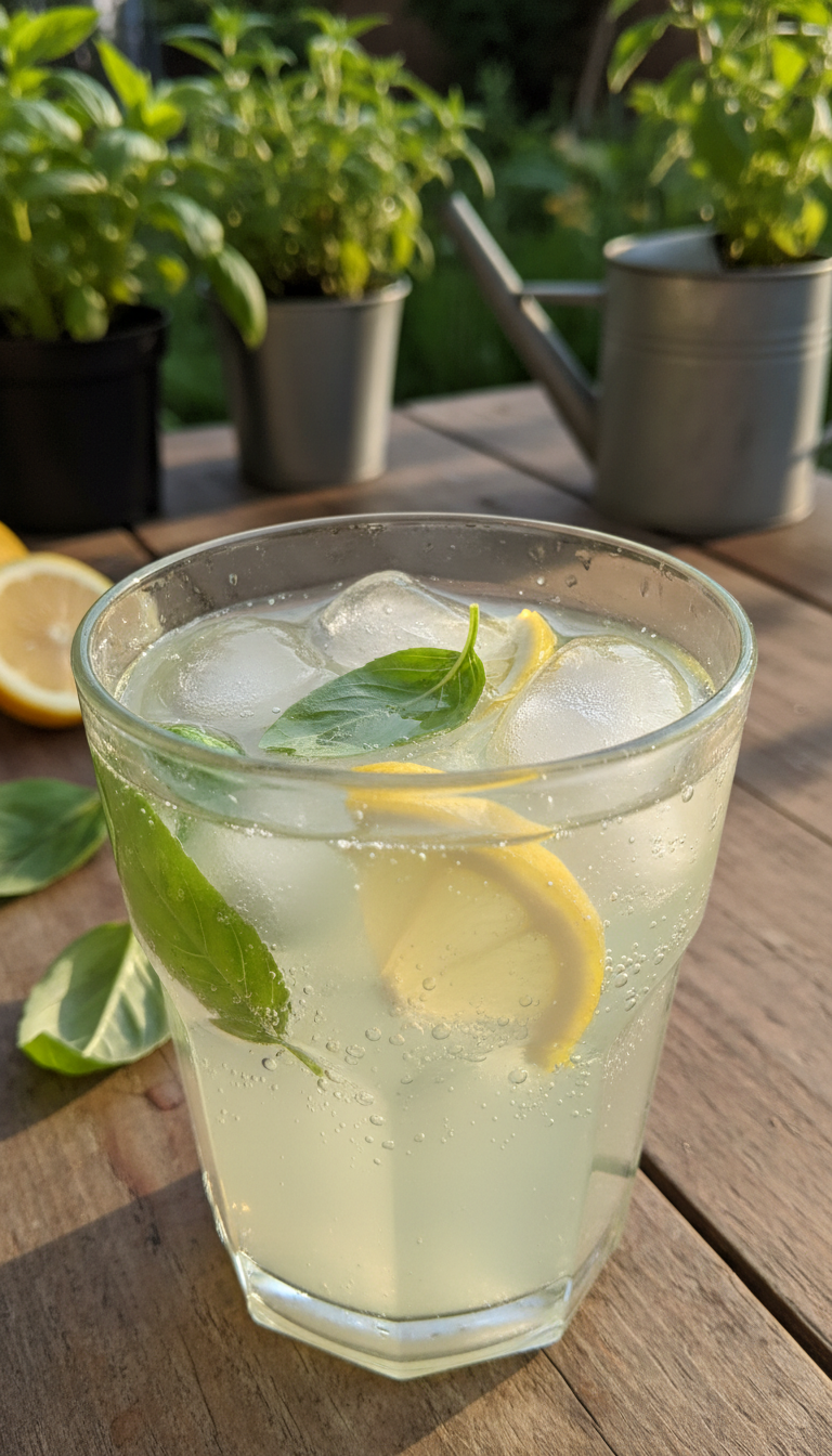 Basil Lemonade with Bubbles