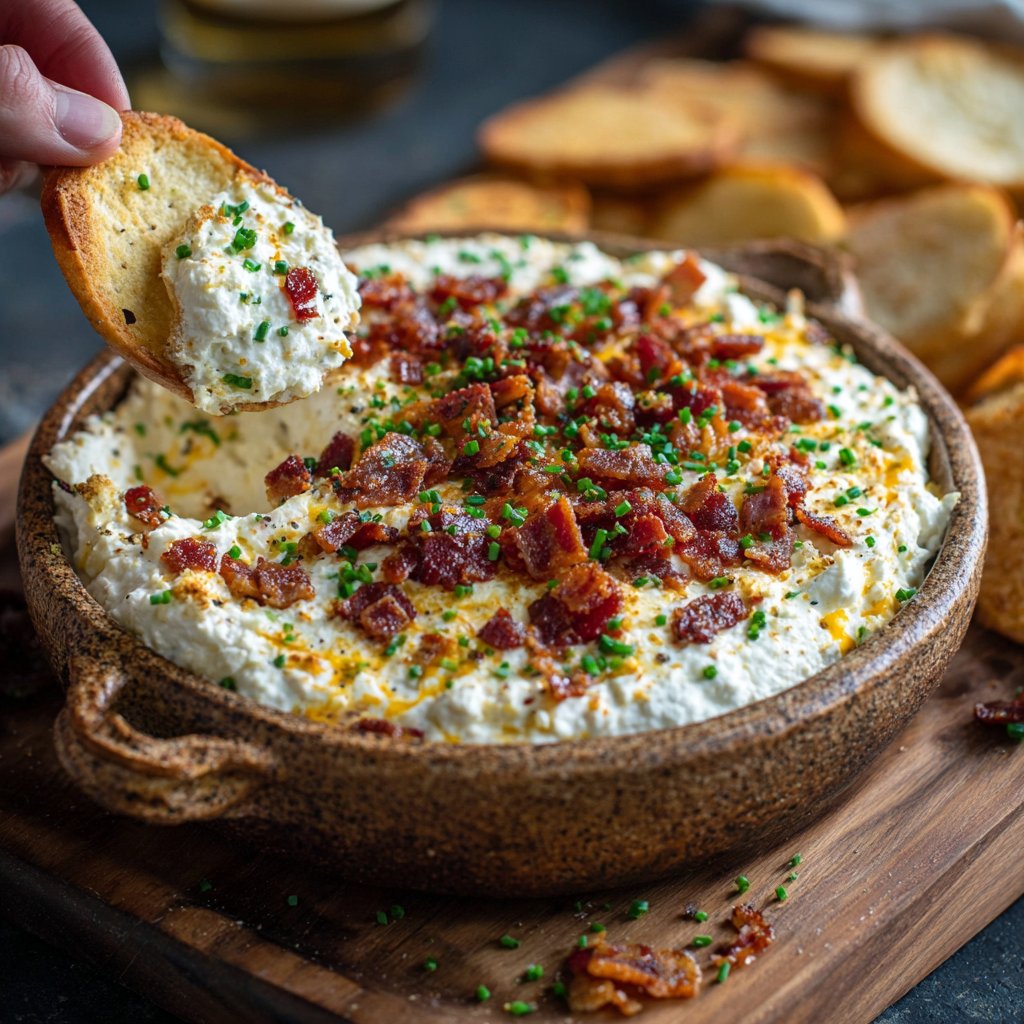 Loaded Baked Potato Cottage Cheese Dip