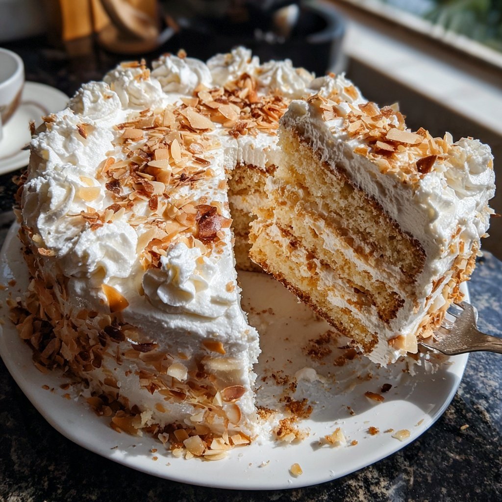 Vanilla Almond Layer Cake with Whipped Frosting