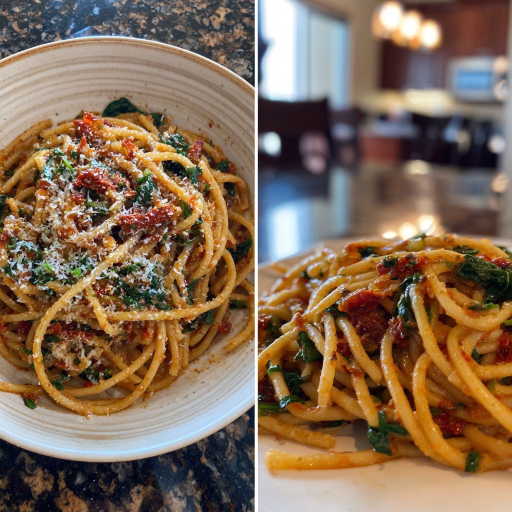 Sun-Dried Tomato Spinach Pasta