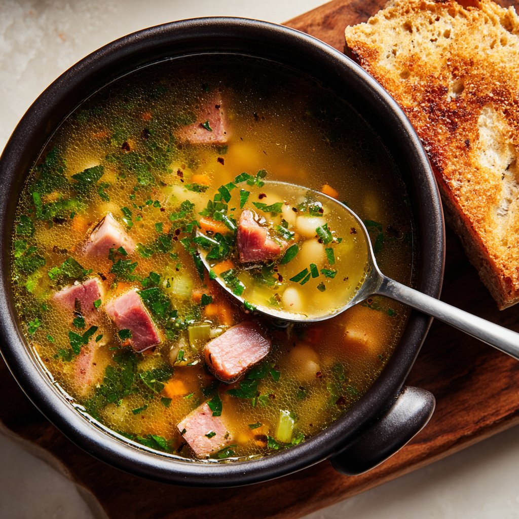 Ham and Bean Soup with Peppery Broth