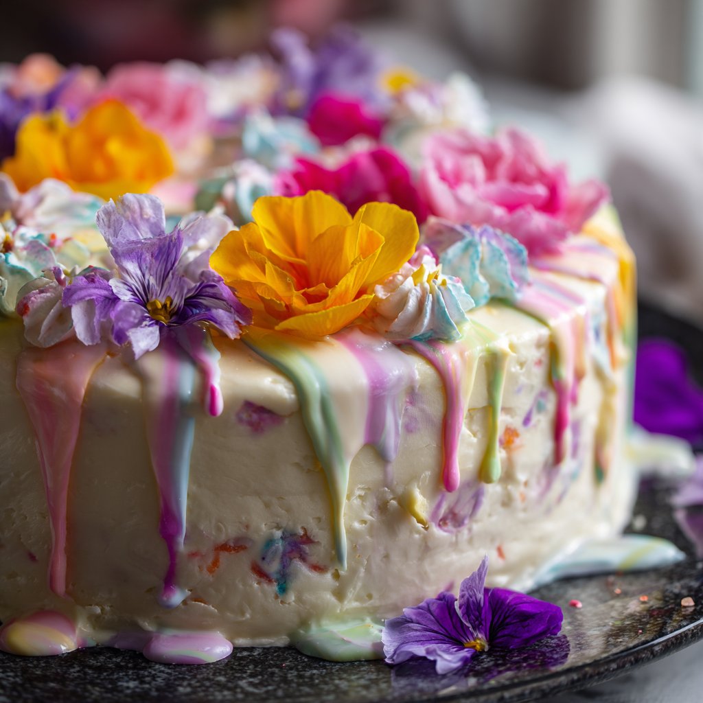 Edible Floral Ice Cream Cake