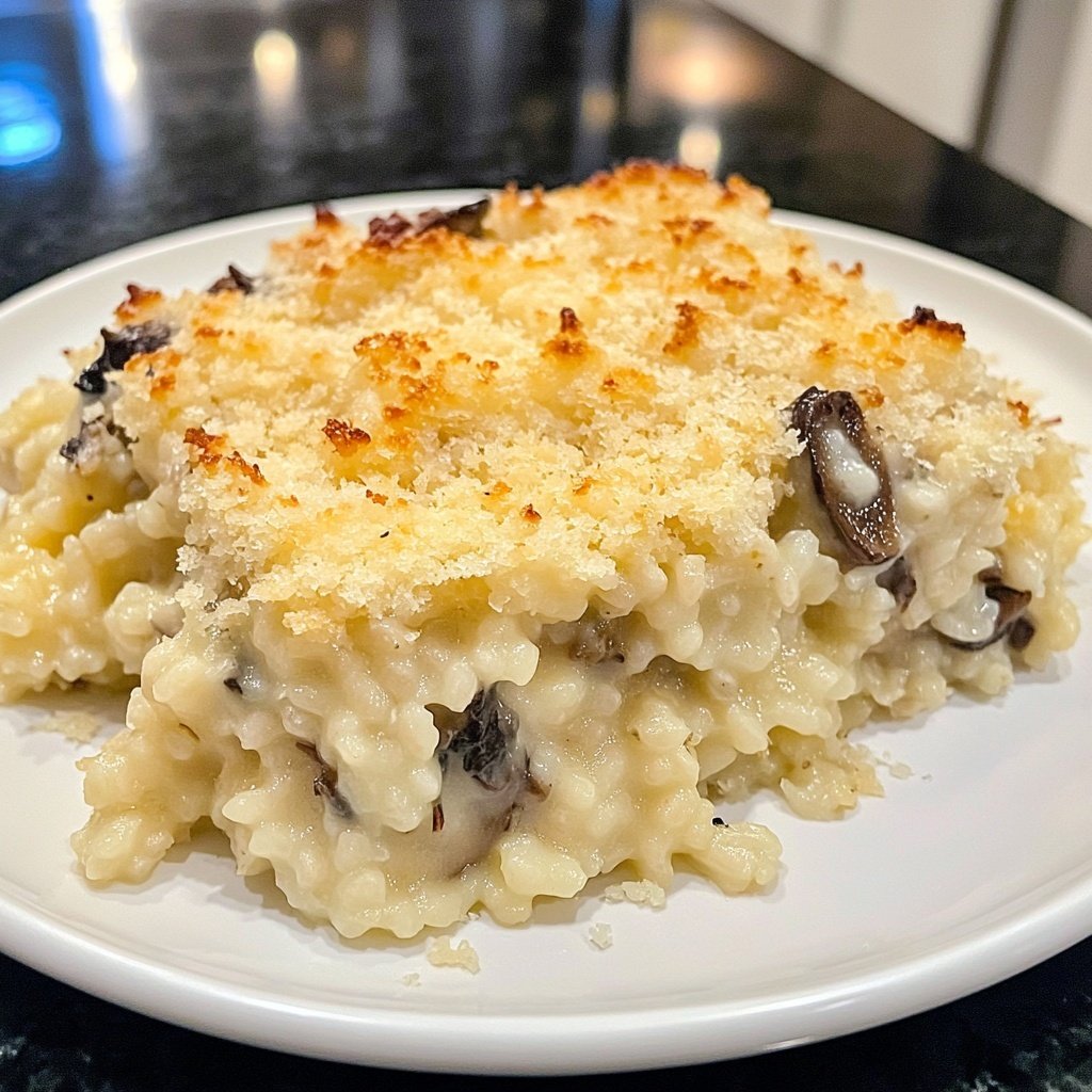 Oven-Baked Risotto with Mushrooms and Parmesan