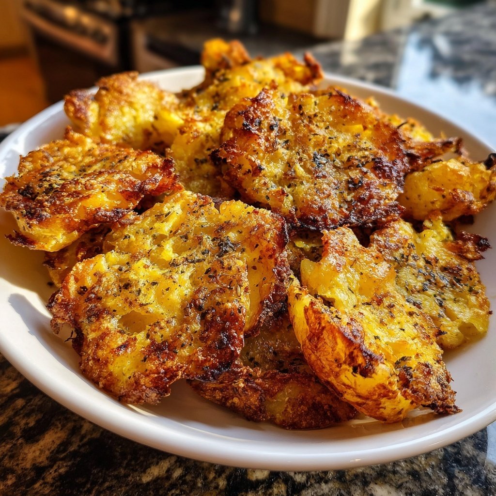 Crispy Smashed Potatoes Garlic